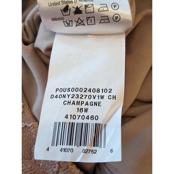 Oleg Cassini Dress Womens Size 16 Glitter Lace Sparkly Champagne Ruched Side - Picture 9 of 9